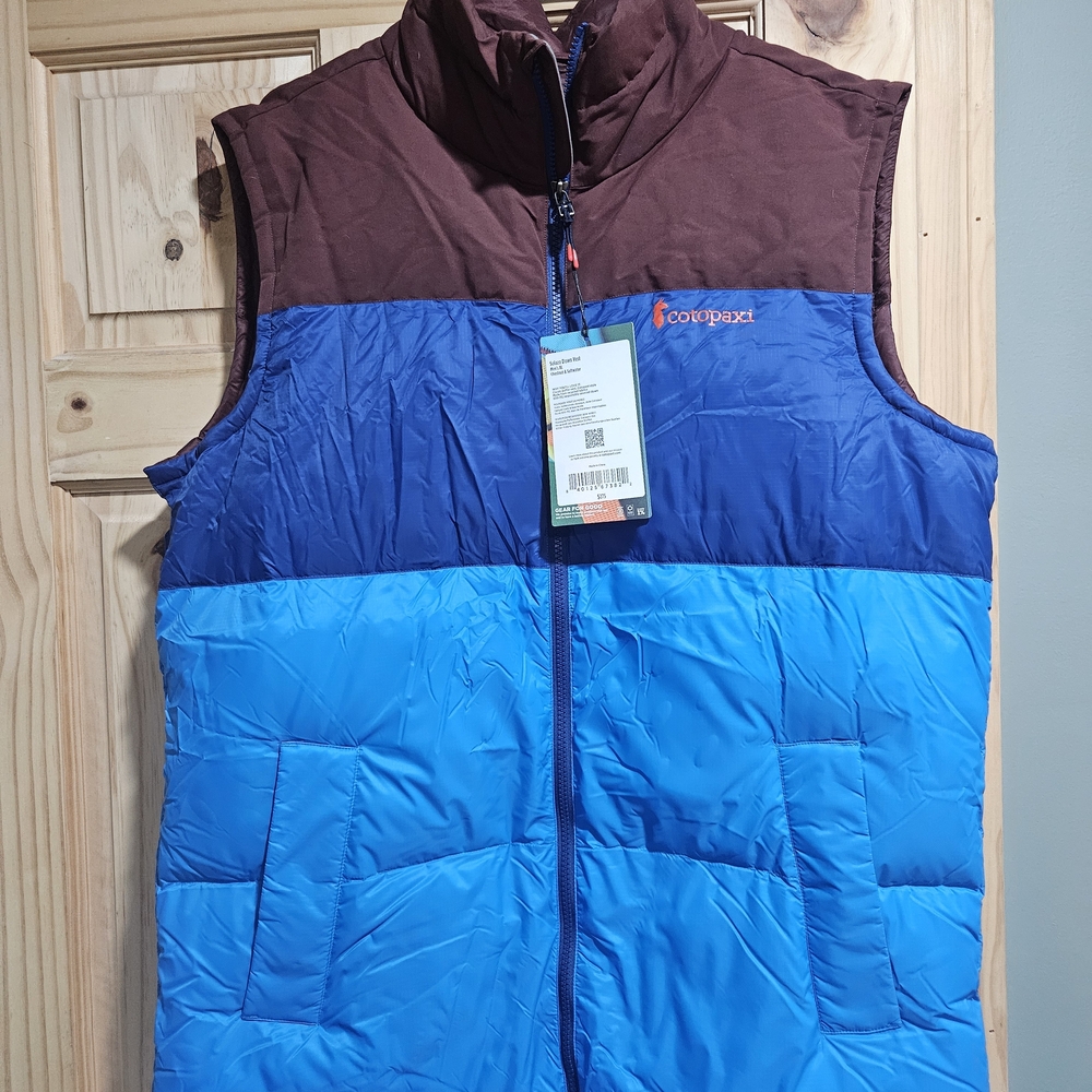 Cotopaxi Solazo Down Vest in Chestnut and Saltwater